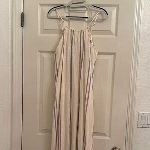 a new day Cream Maxi Dress with Purple & Yellow Stripes